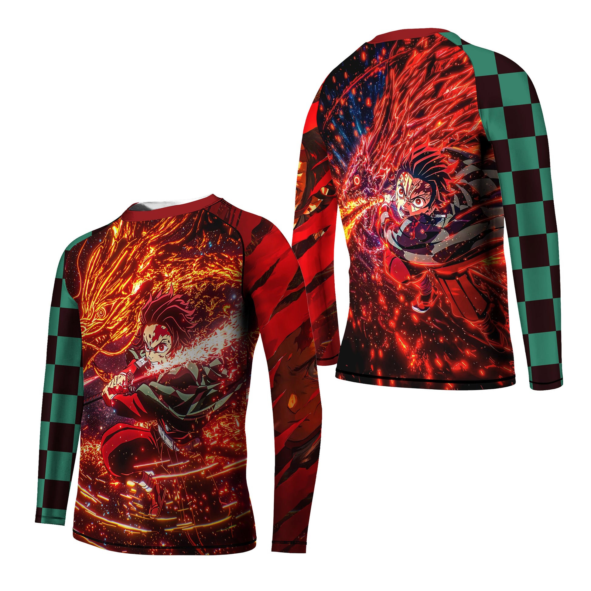 Demon Slayer Tanjiro Sun Halo Dragon Dance Kids Rash Guard