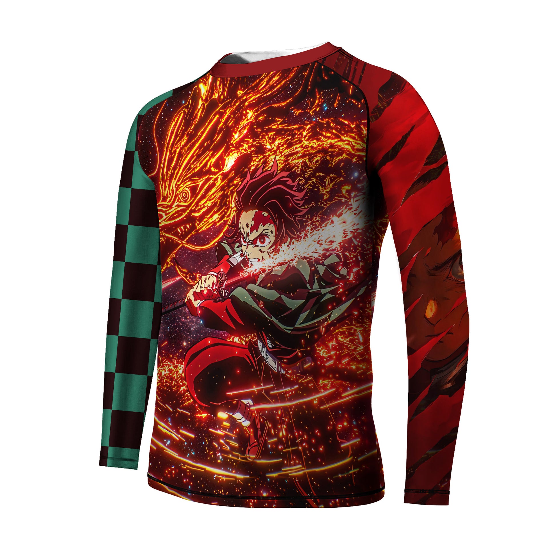 Demon Slayer Tanjiro Sun Halo Dragon Dance Kids Rash Guard