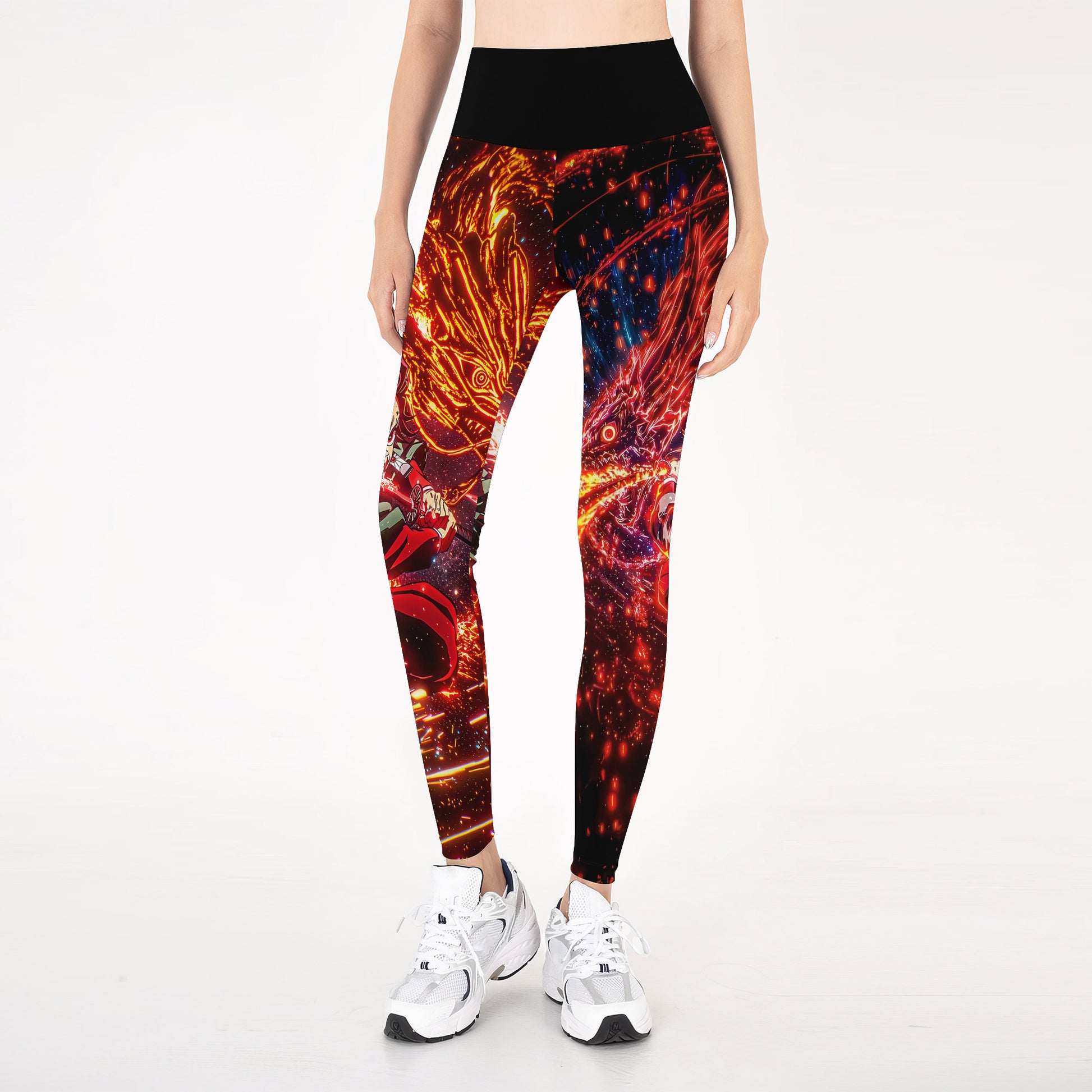 Demon Slayer Tanjiro Sun Halo Dragon Dance Leggings