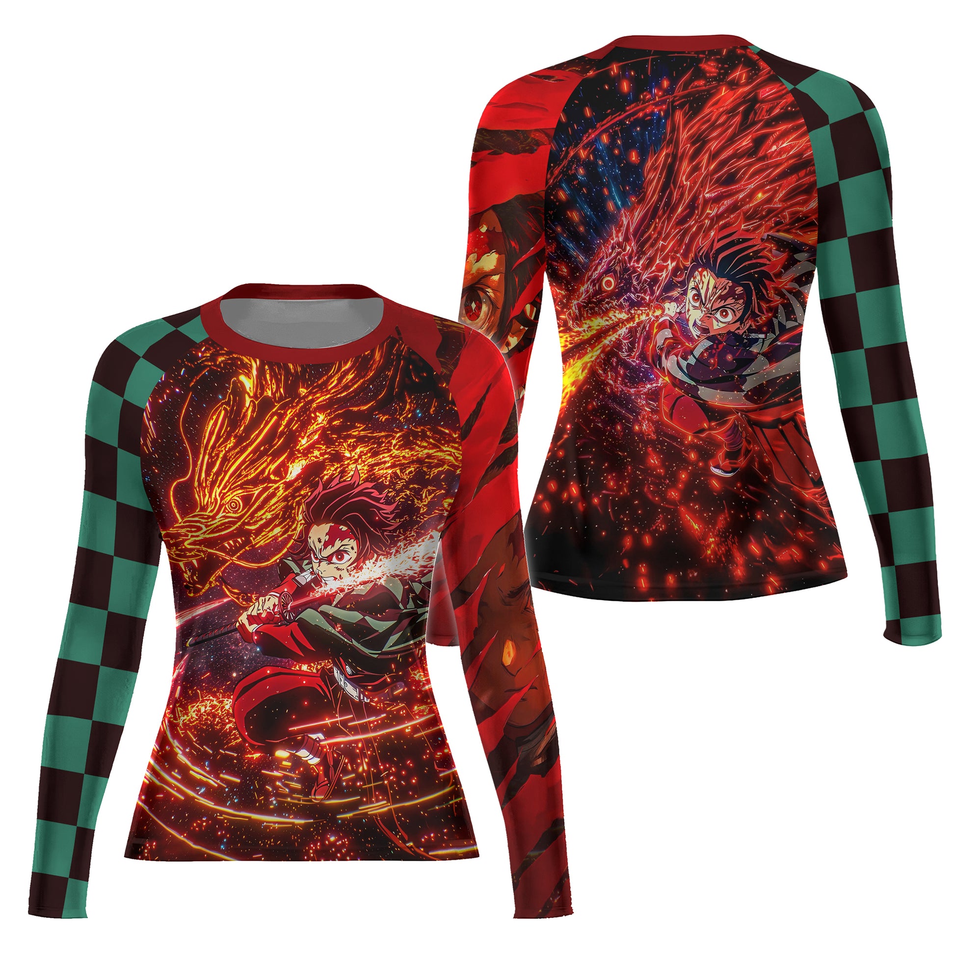 Demon Slayer Tanjiro Sun Halo Dragon Dance Rash Guard