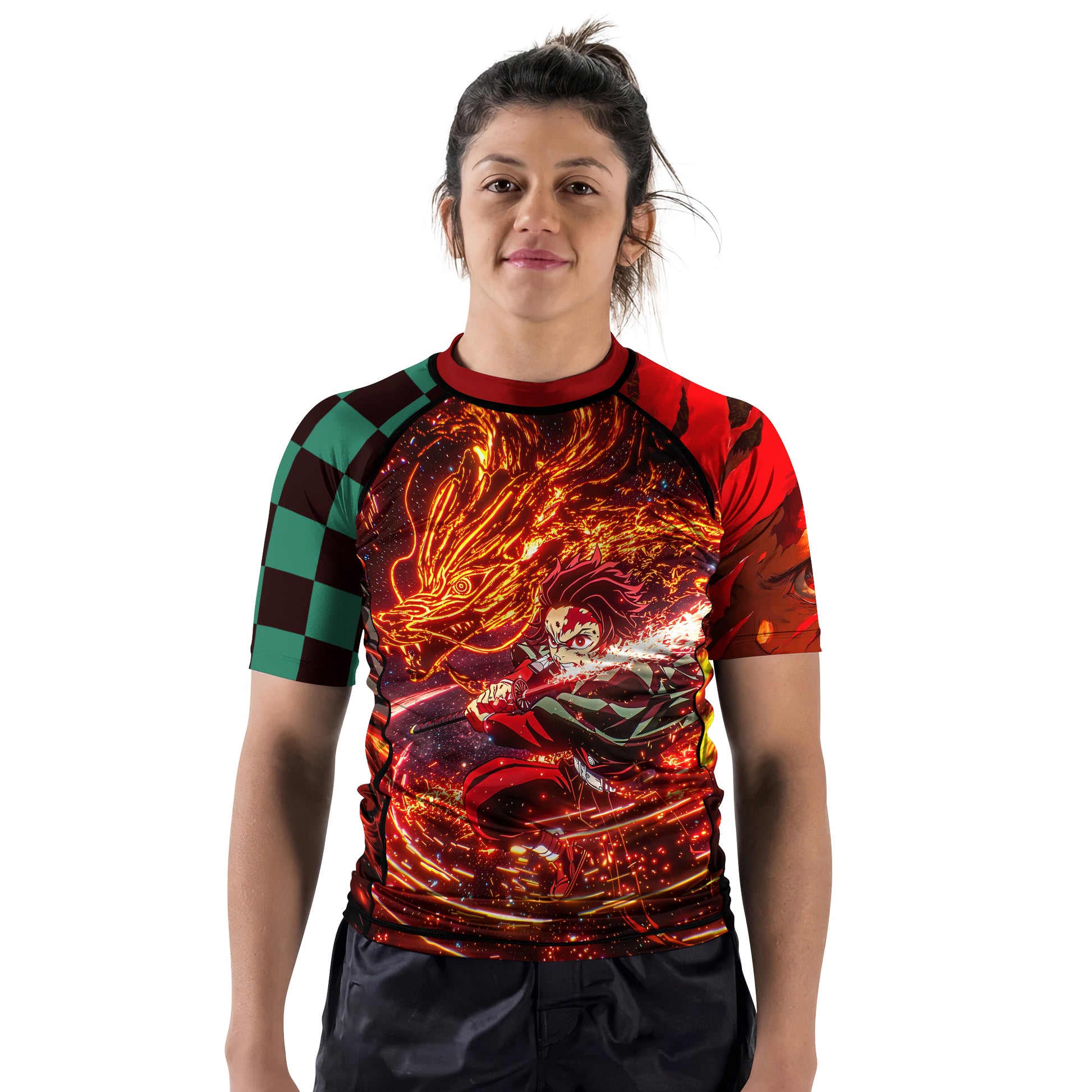 Demon Slayer Tanjiro Sun Halo Dragon Dance Rash Guard