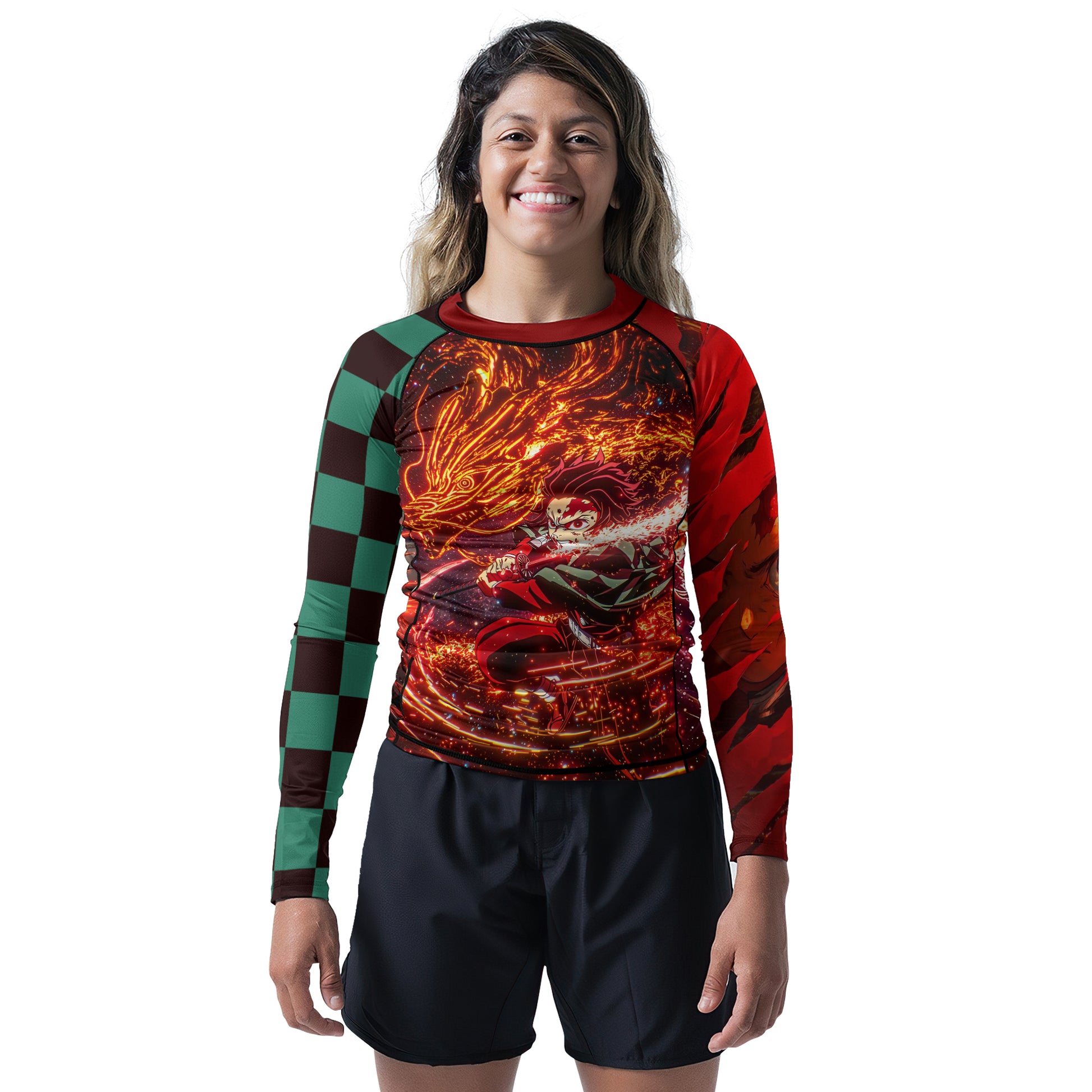 Demon Slayer Tanjiro Sun Halo Dragon Dance Rash Guard