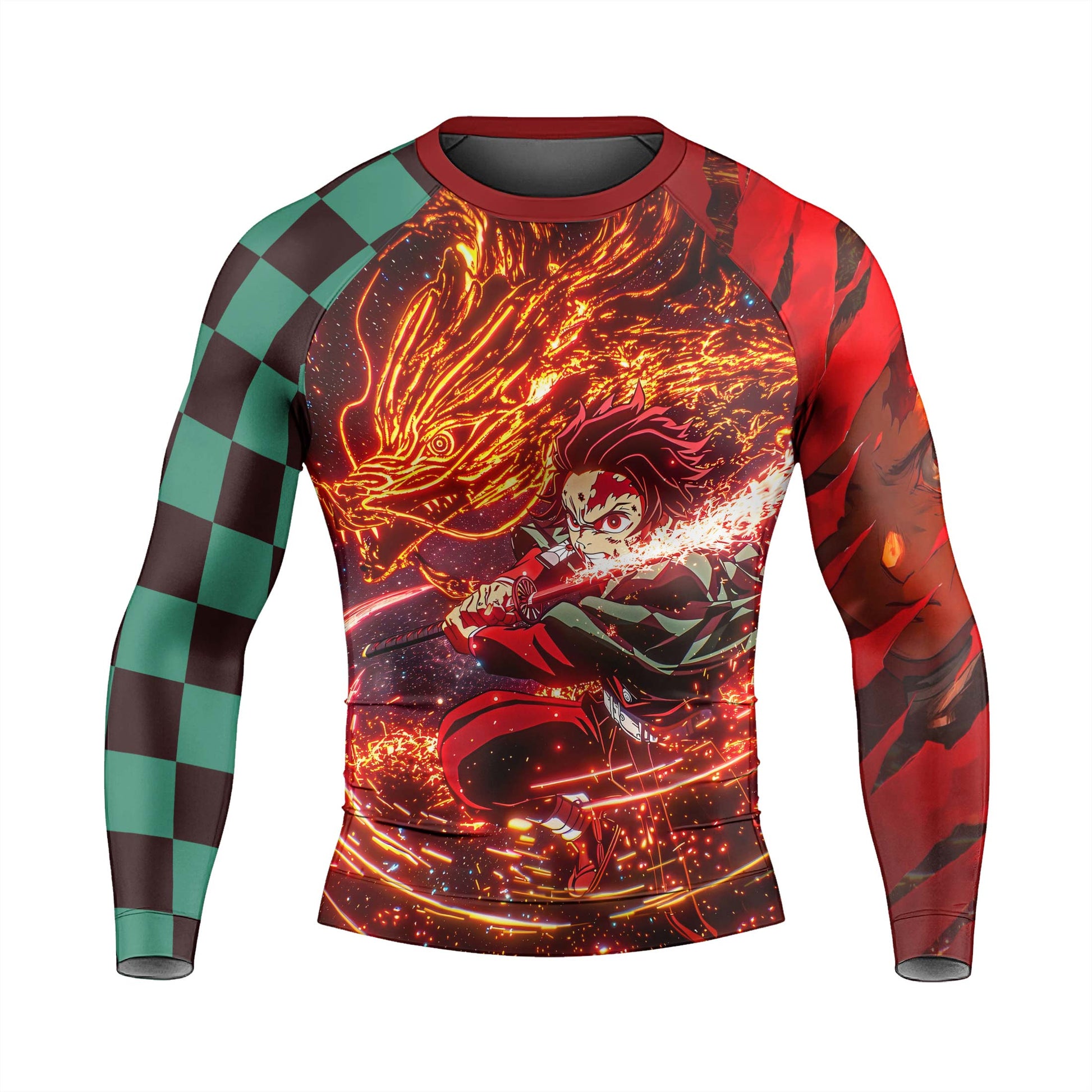 Demon Slayer Tanjiro Sun Halo Dragon Dance Rash Guard