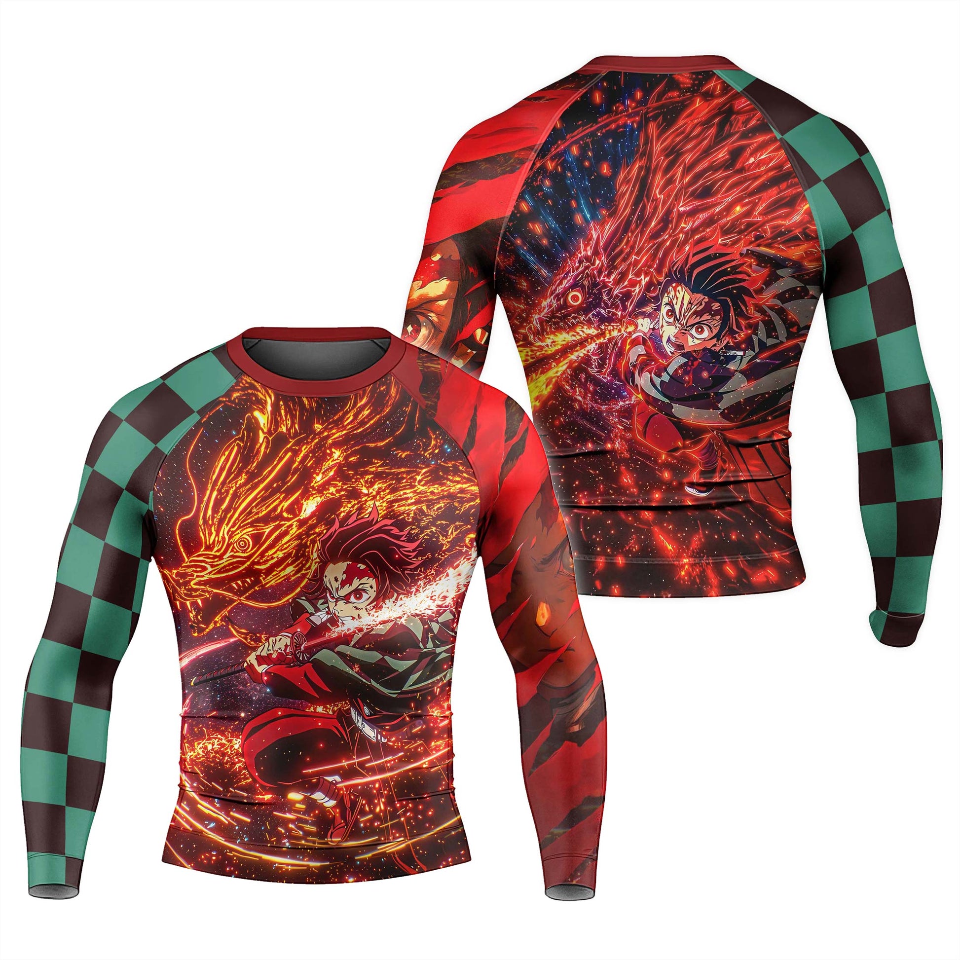 Demon Slayer Tanjiro Sun Halo Dragon Dance Rash Guard