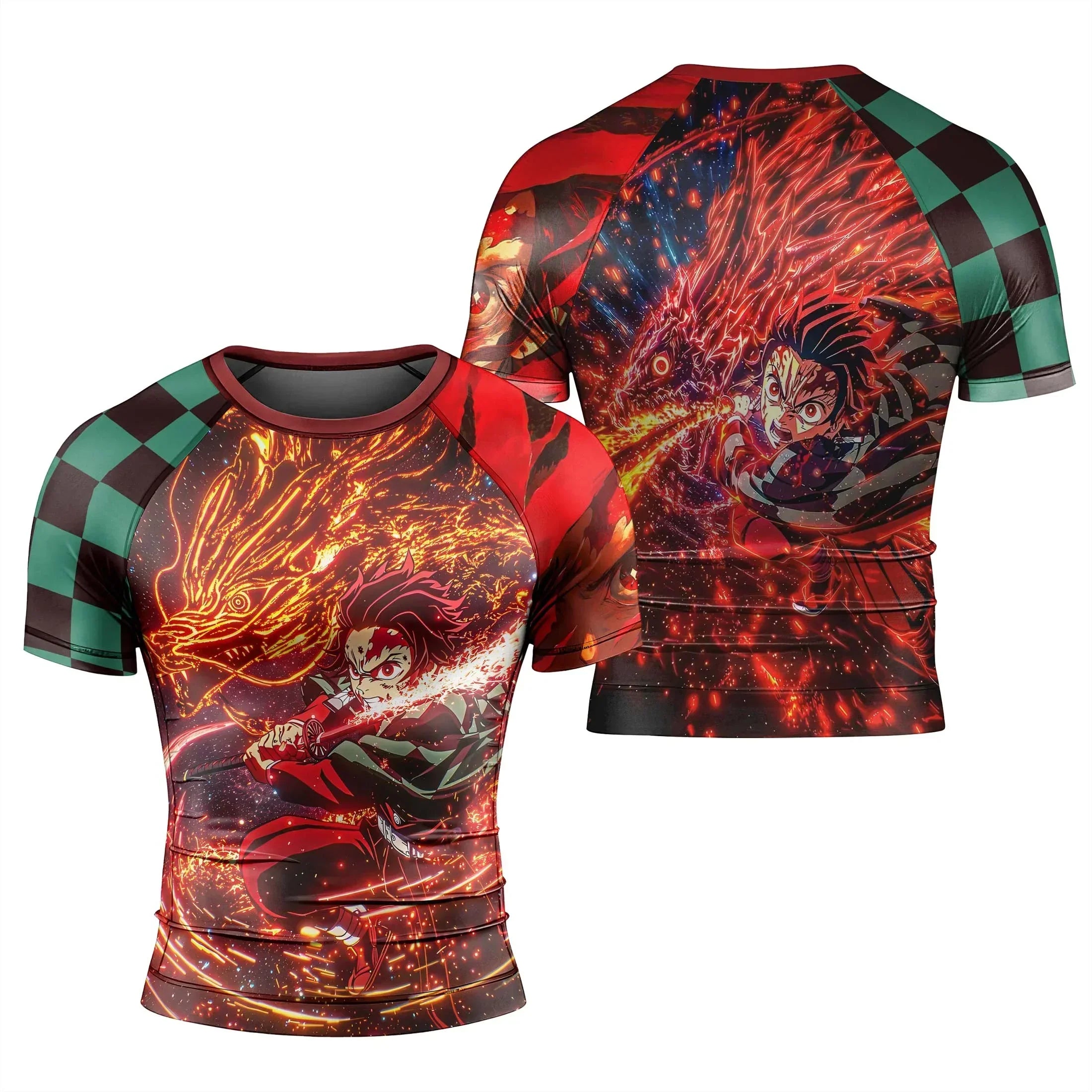 Slayer Rash Guard Demon Slayer Tanjiro Rash Guard for MMA & Fitness