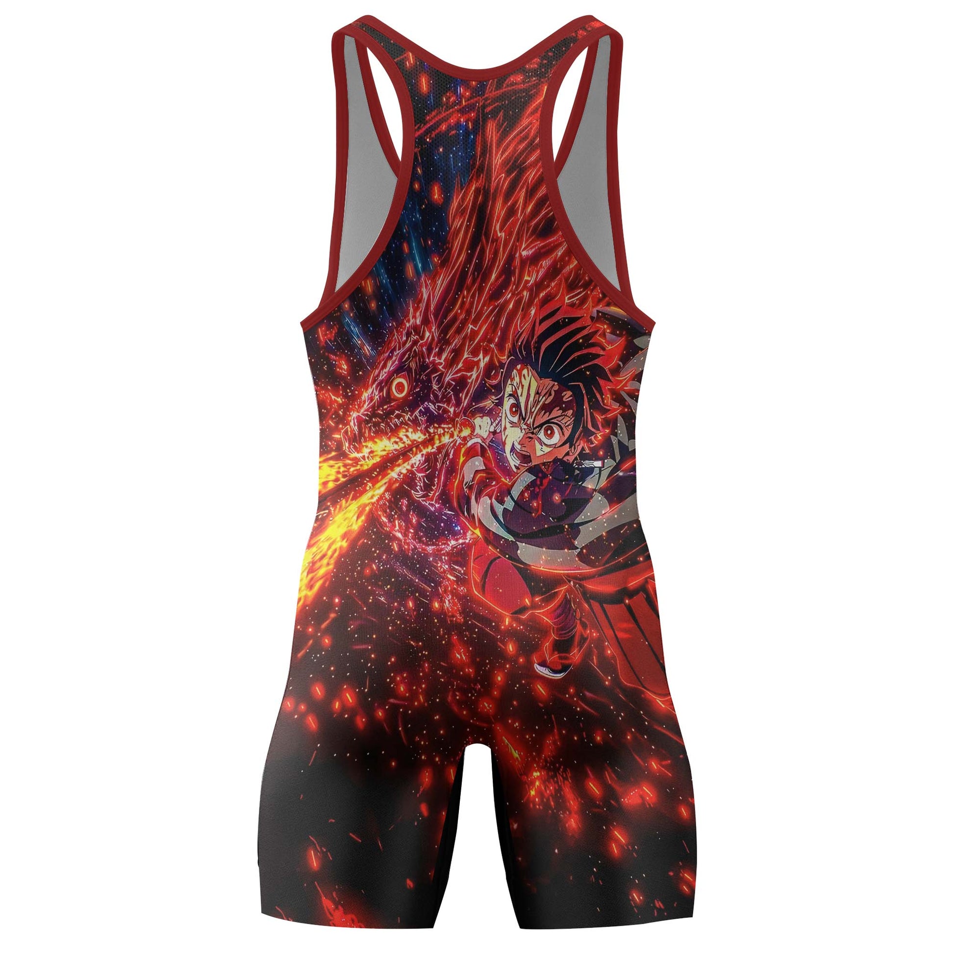 Demon Slayer Tanjiro Sun Halo Dragon Dance Wrestling Singlet