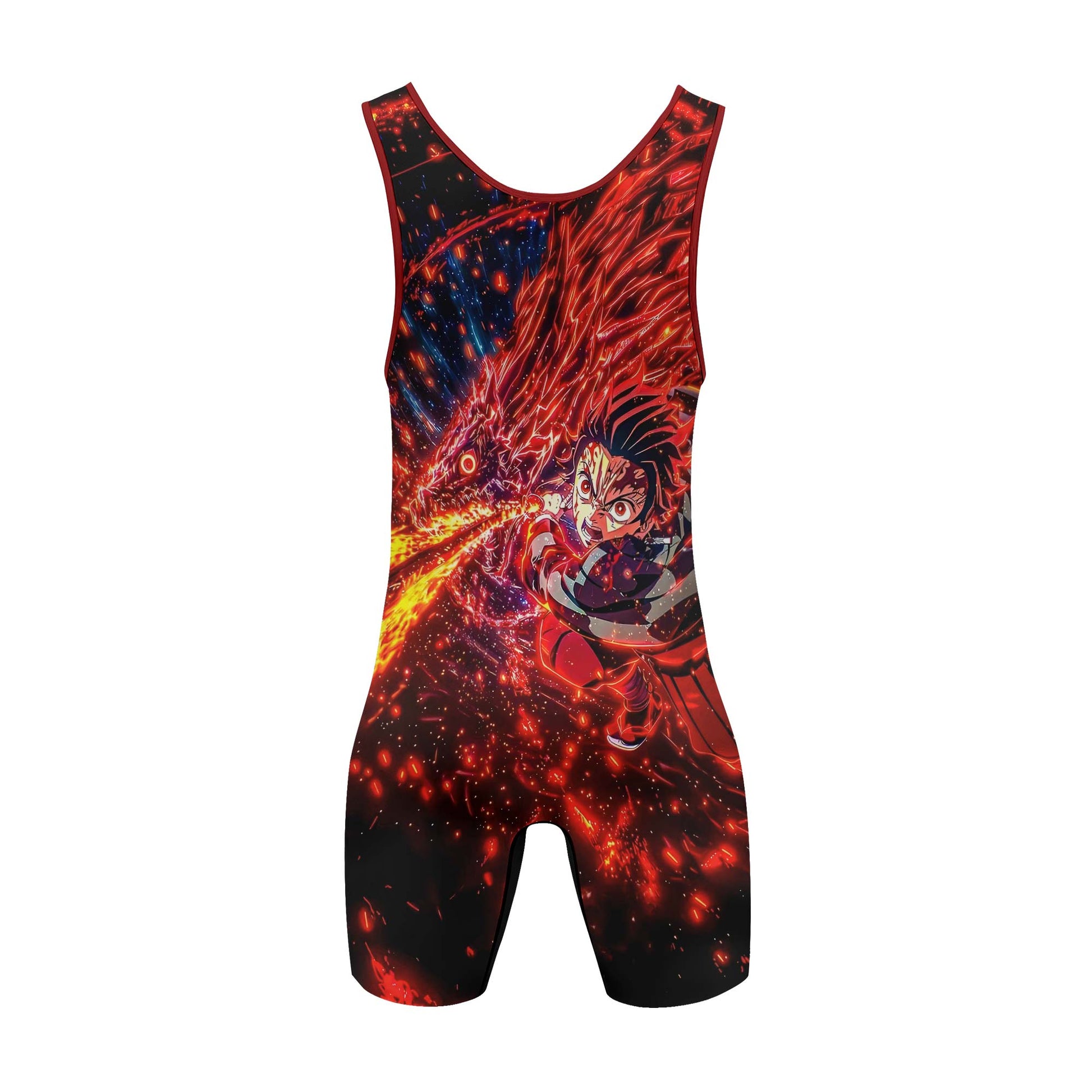Demon Slayer Tanjiro Sun Halo Dragon Dance Wrestling Singlet