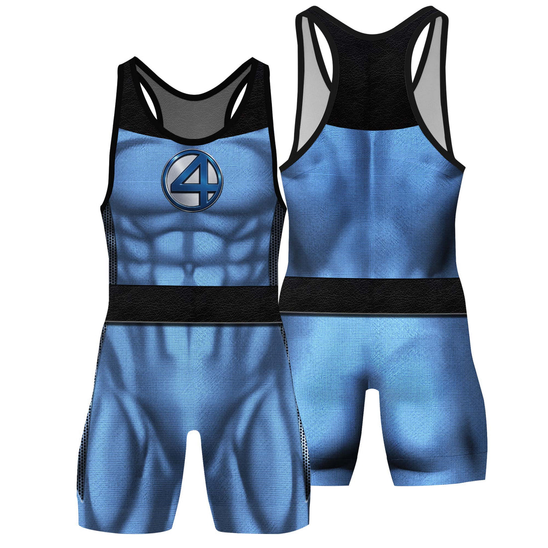 Fantastic Four Black Blue Wrestling Singlet