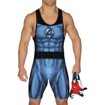 Fantastic Four Black Blue Wrestling Singlet