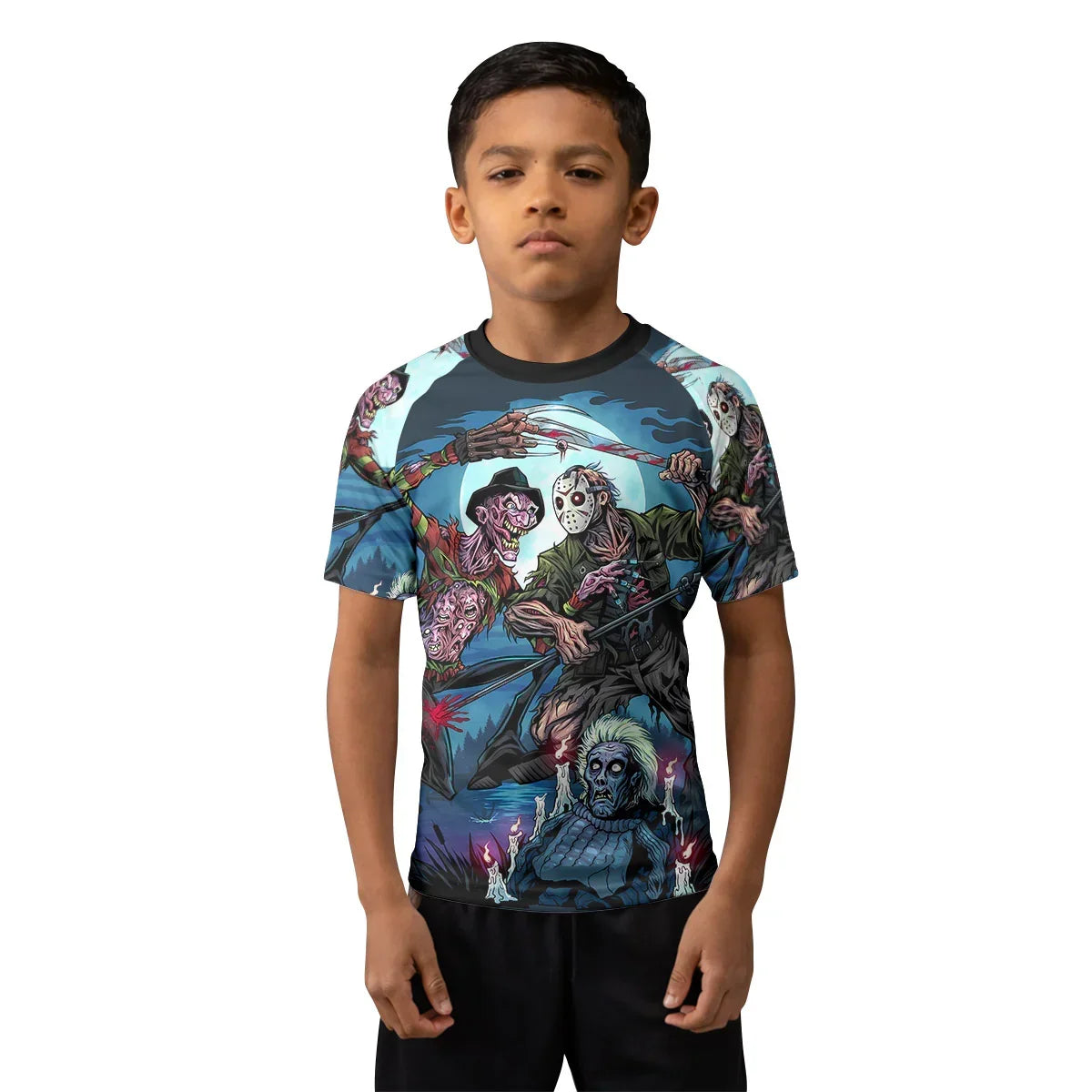 Freddy vs Jason Kids Rash Guard