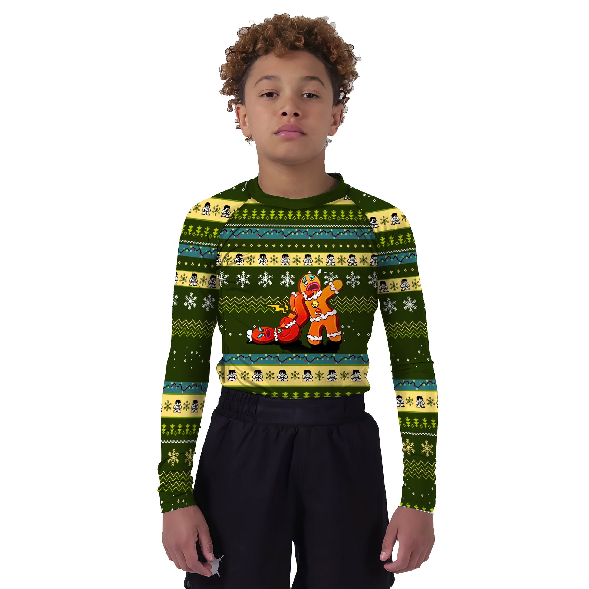 Gingerbread Jiu Jitsu Arm Bar Kids Rash Guard