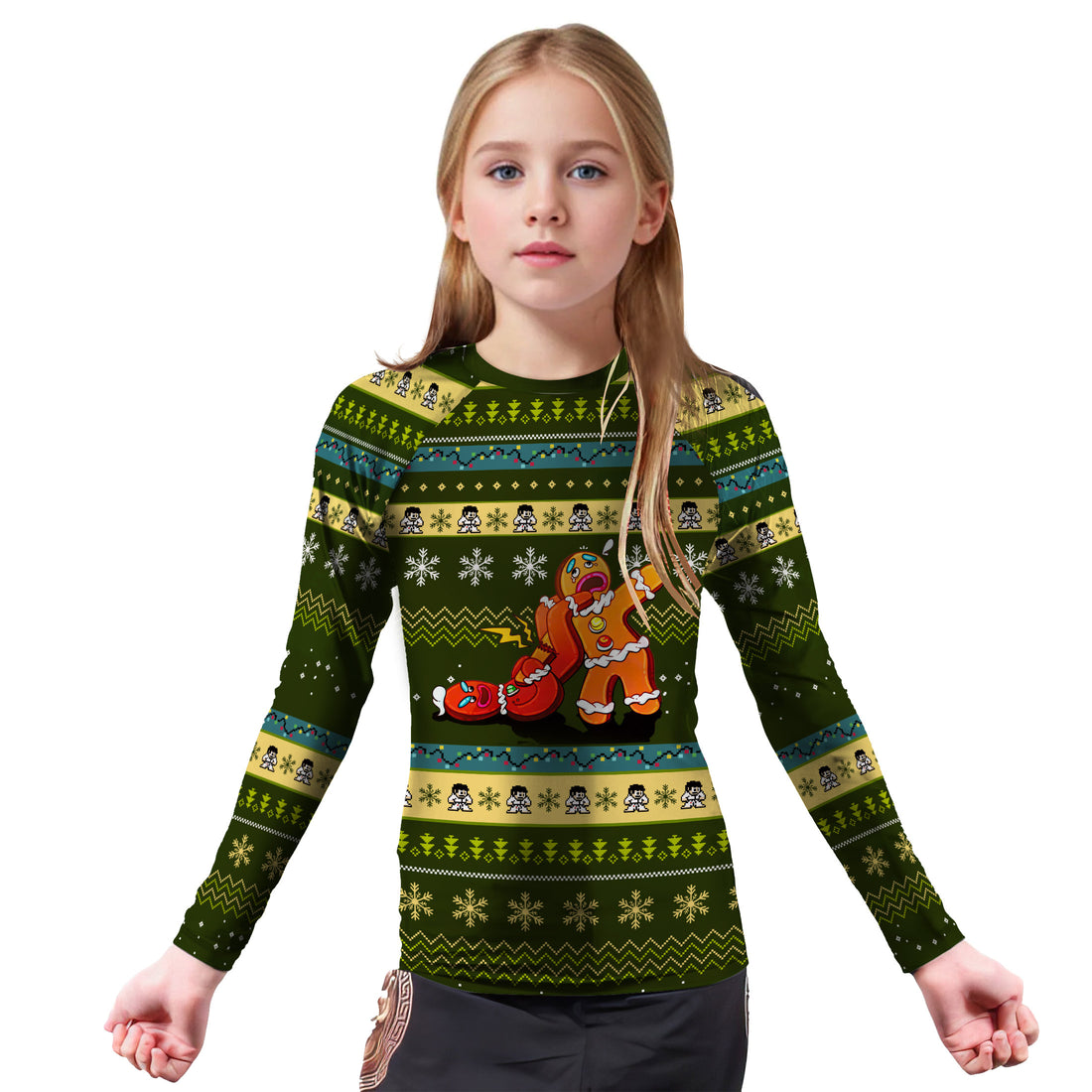 Gingerbread Jiu Jitsu Arm Bar Kids Rash Guard