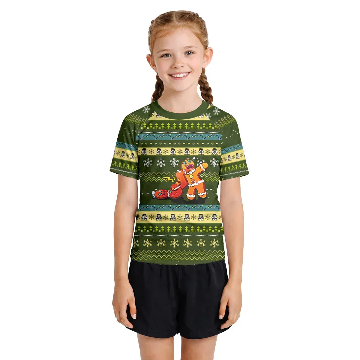 Gingerbread Jiu Jitsu Arm Bar Kids Rash Guard