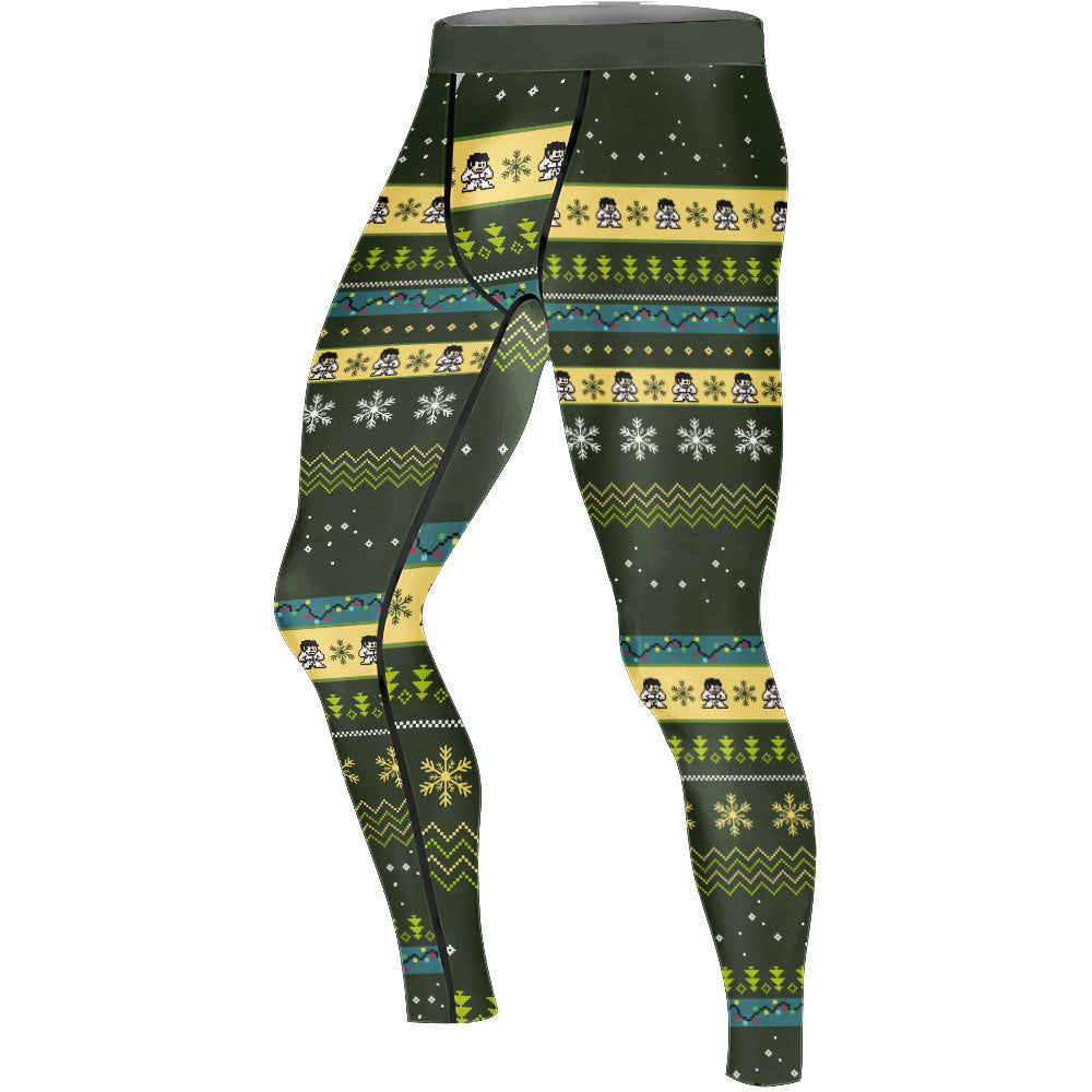 Gingerbread Jiu Jitsu Arm Bar Men's Compression Leggings