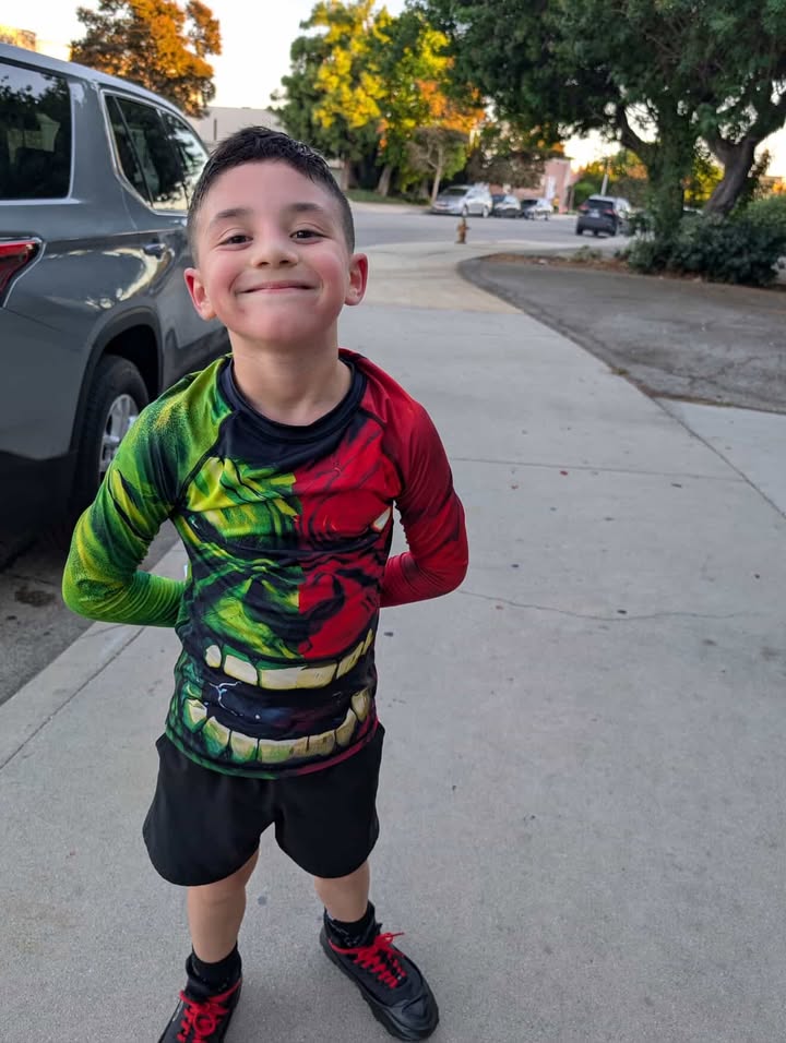 Green And Red Hulk Kids Rash Guard