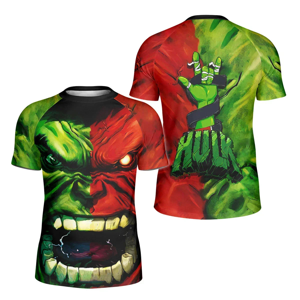 Green And Red Hulk Kids Rash Guard