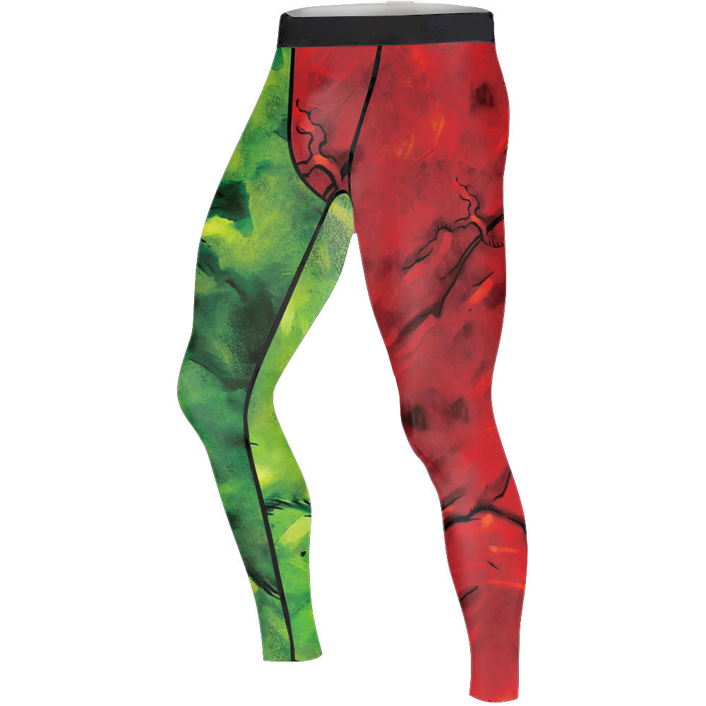 Green And Red Hulk Men's Compression Leggings