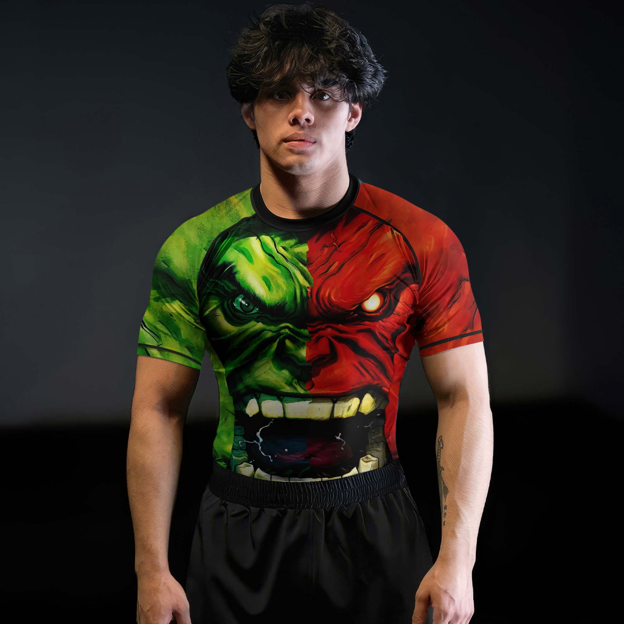 Green And Red Hulk Rash Guard