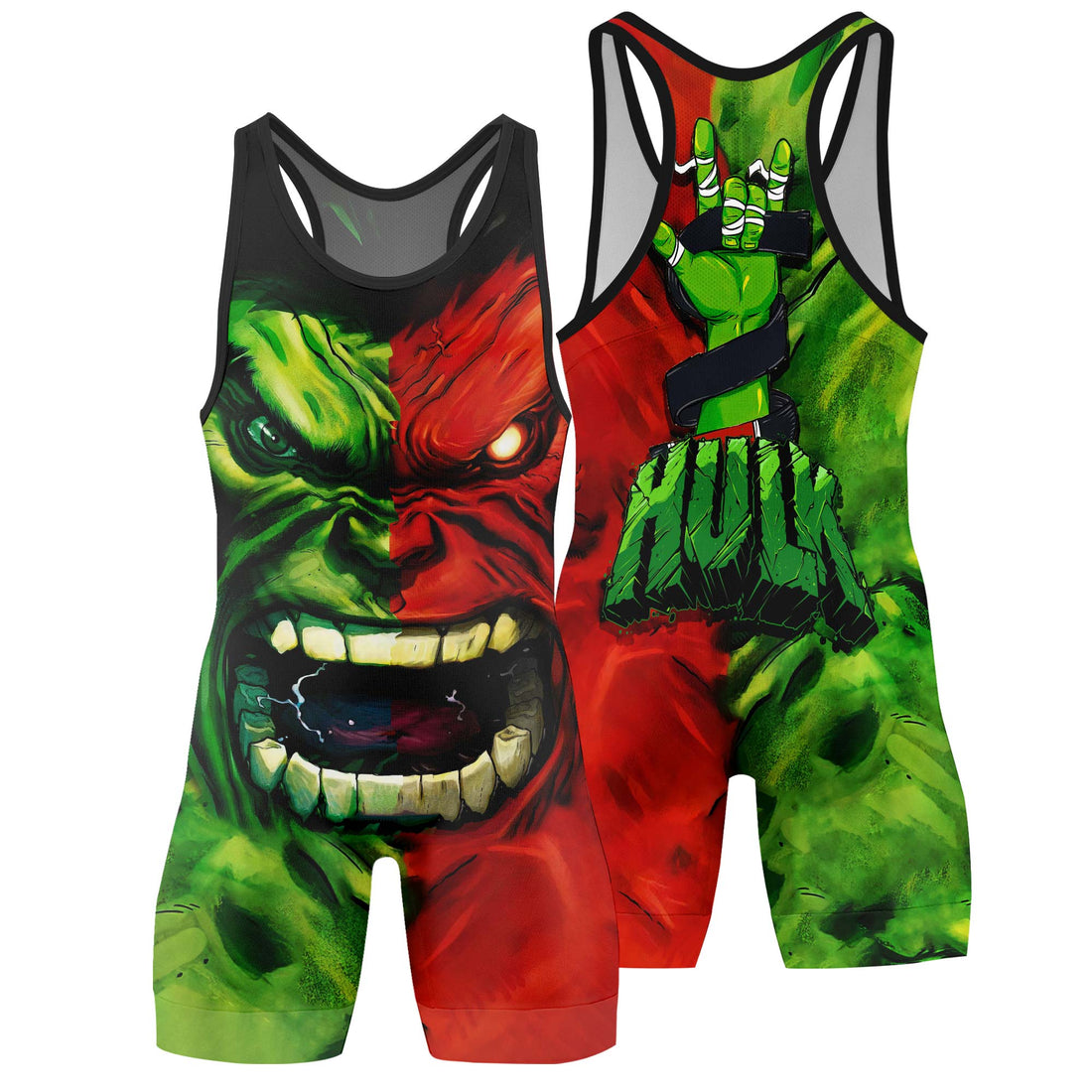 Green And Red Hulk Wrestling Singlet