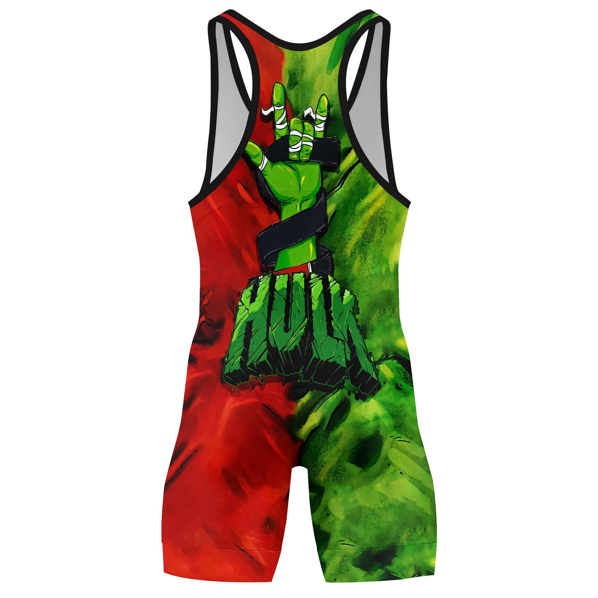 Green And Red Hulk Wrestling Singlet | Wrestling Singlet