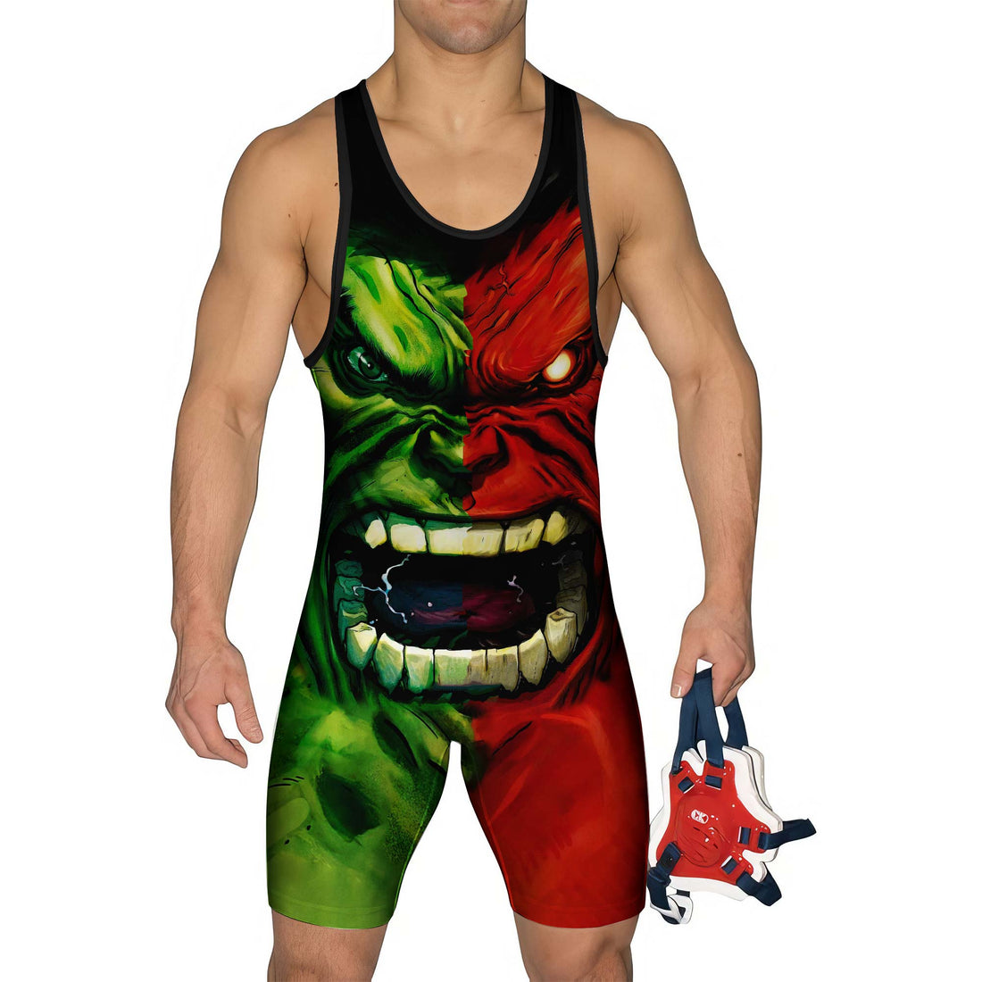 Green And Red Hulk Wrestling Singlet