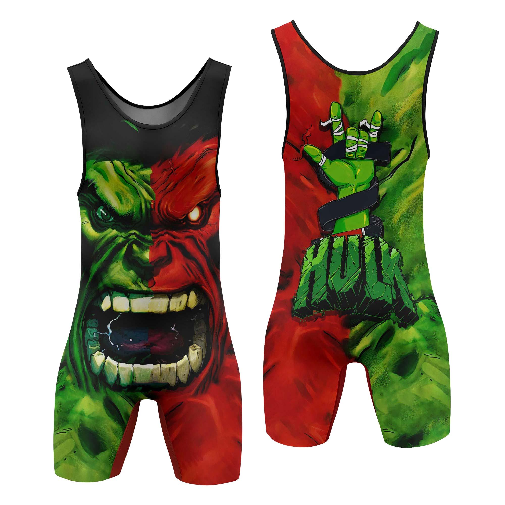 Green And Red Hulk Wrestling Singlet | Wrestling Singlet