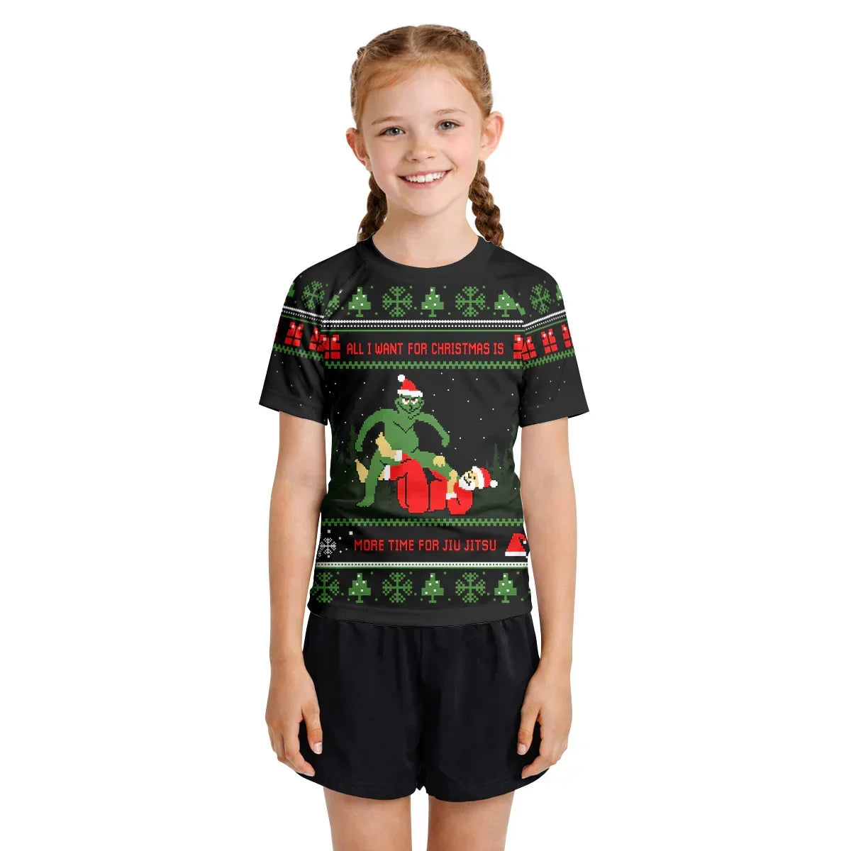 Grinch And Santa Jiu Jitsu Kids Rash Guard