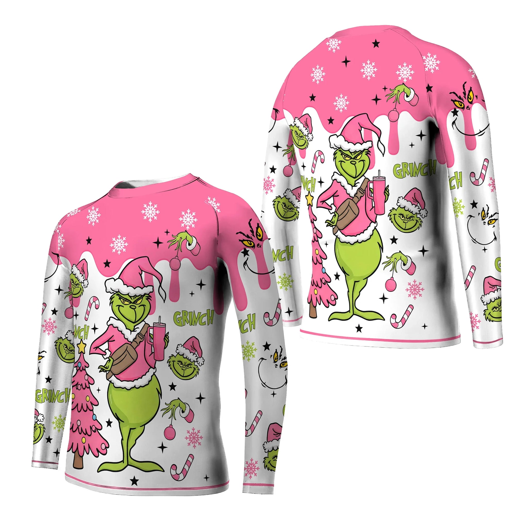 Grinch Pink Santa Kids Rash Guard