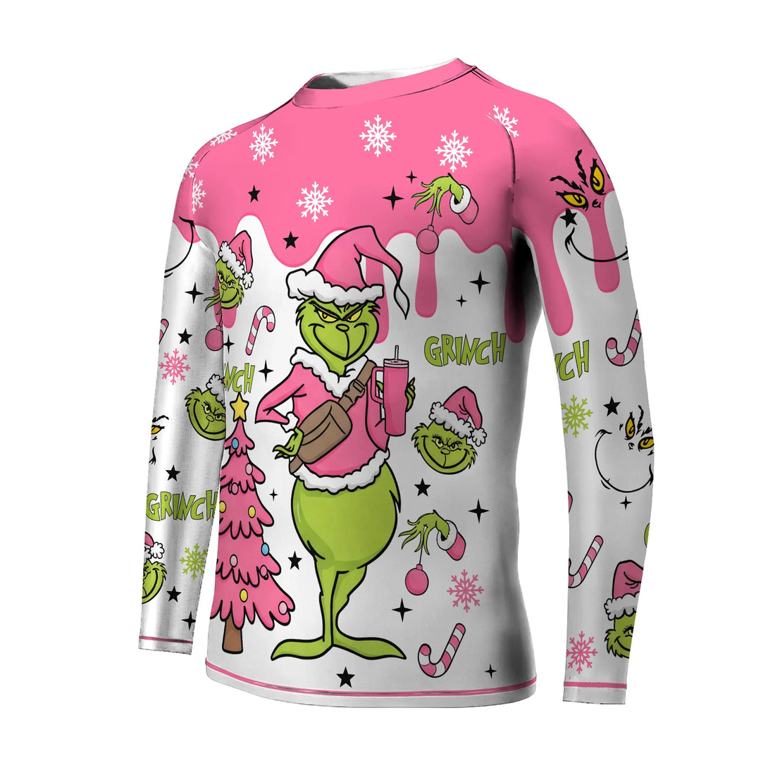 Grinch Pink Santa Kids Rash Guard