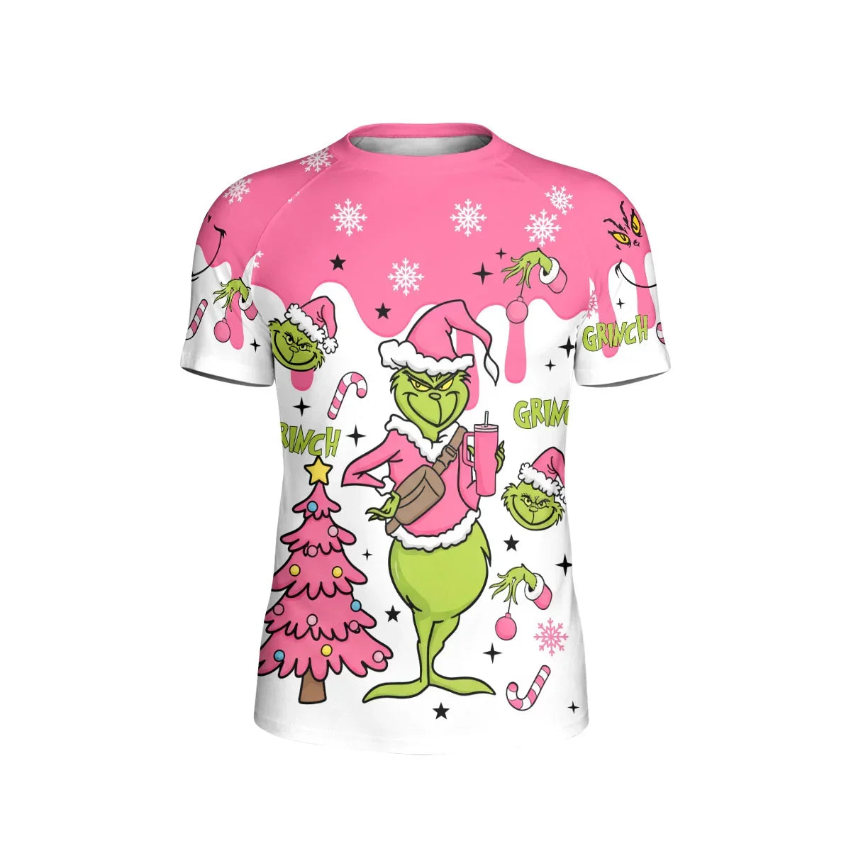 Grinch Pink Santa Kids Rash Guard