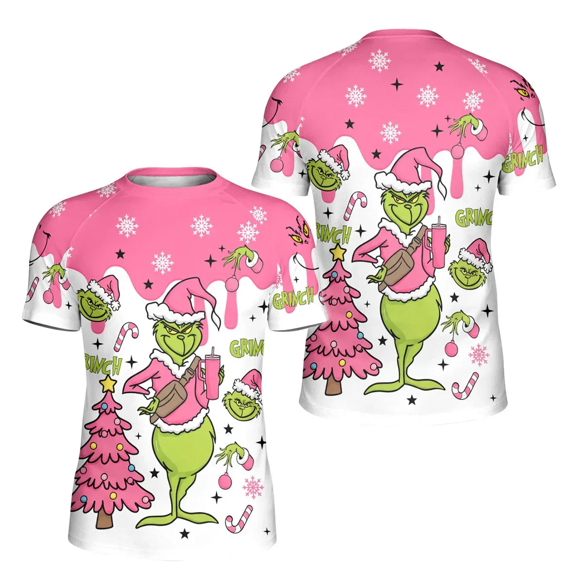 Grinch Pink Santa Kids Rash Guard