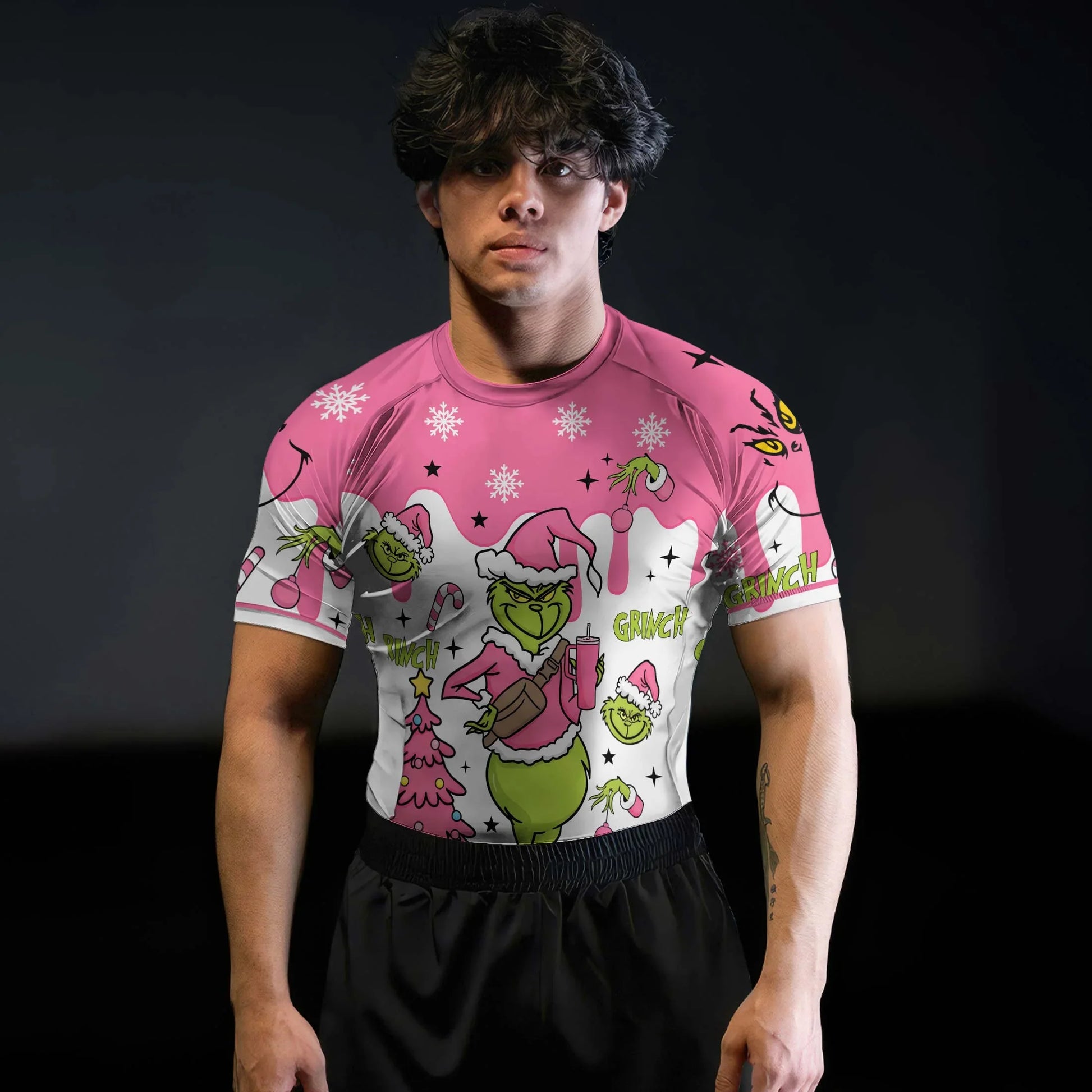 Grinch Pink Santa Rash Guard