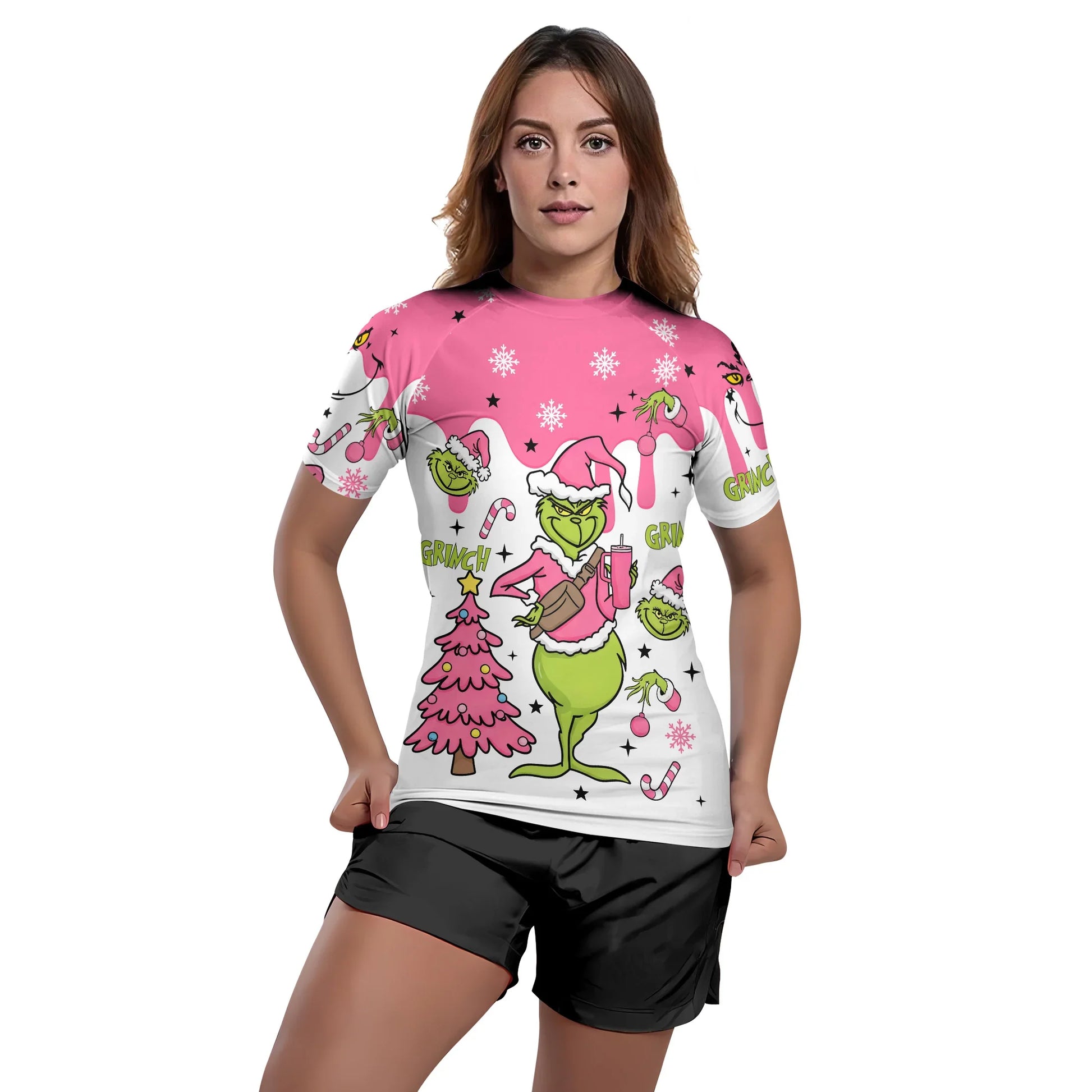 Grinch Pink Santa Rash Guard