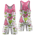 Grinch Pink Santa Wrestling Singlet