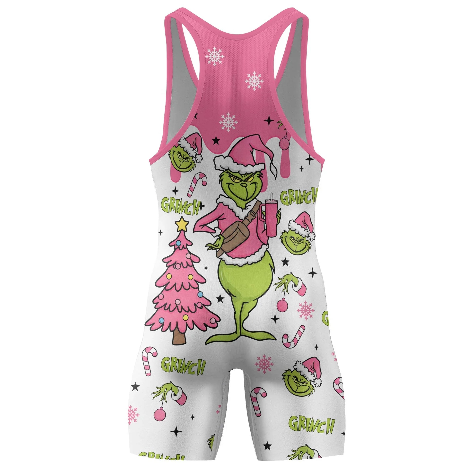 Grinch Pink Santa Wrestling Singlet