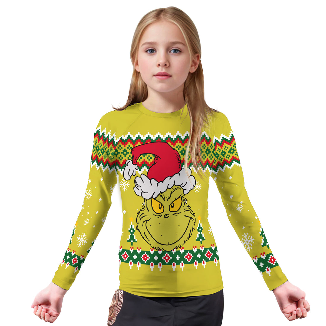 Grinch Santa Festive Kids Rash Guard