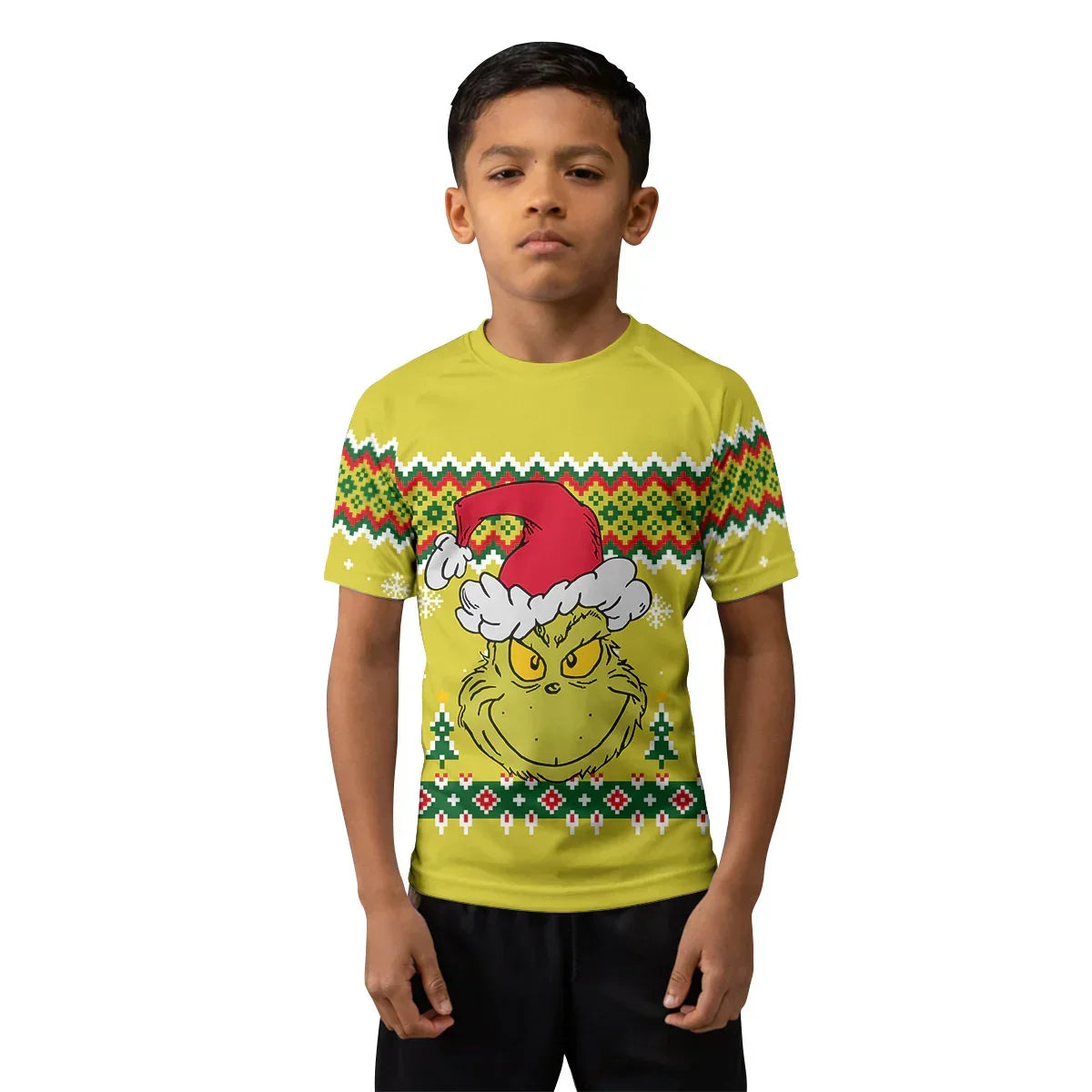 Grinch Santa Festive Kids Rash Guard