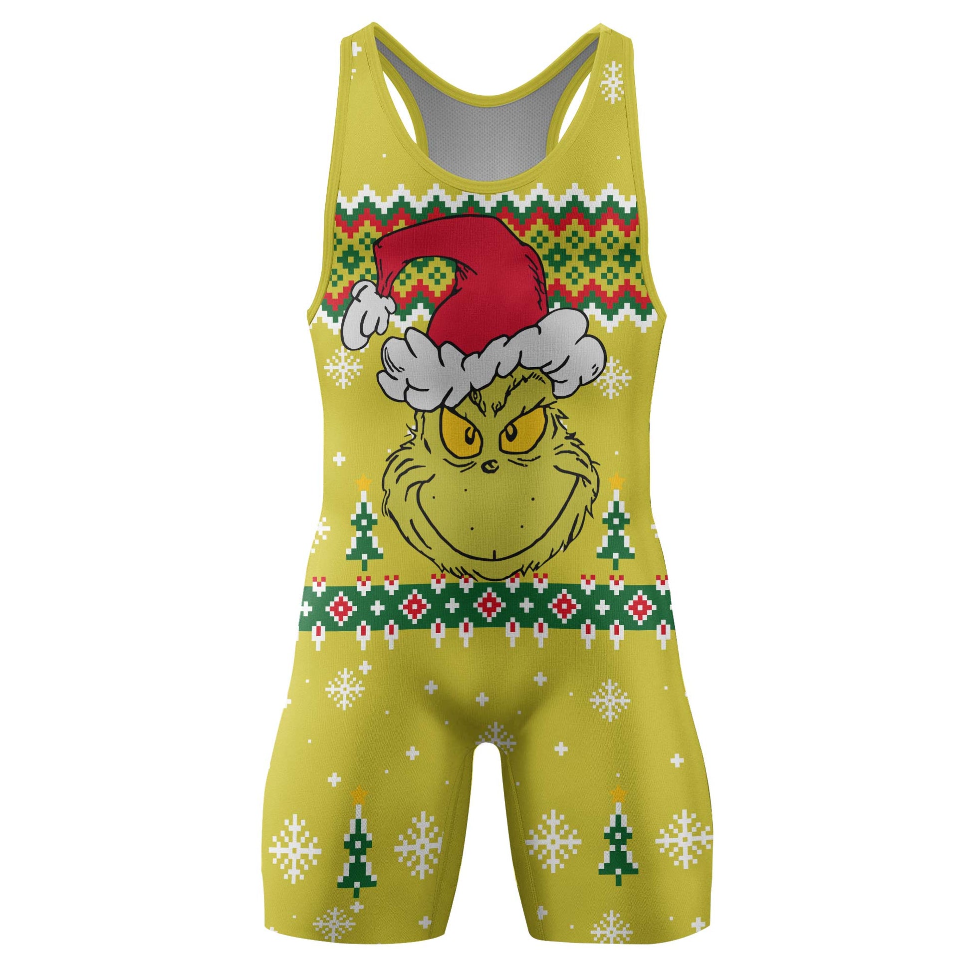Grinch Santa Festive Wrestling Singlet