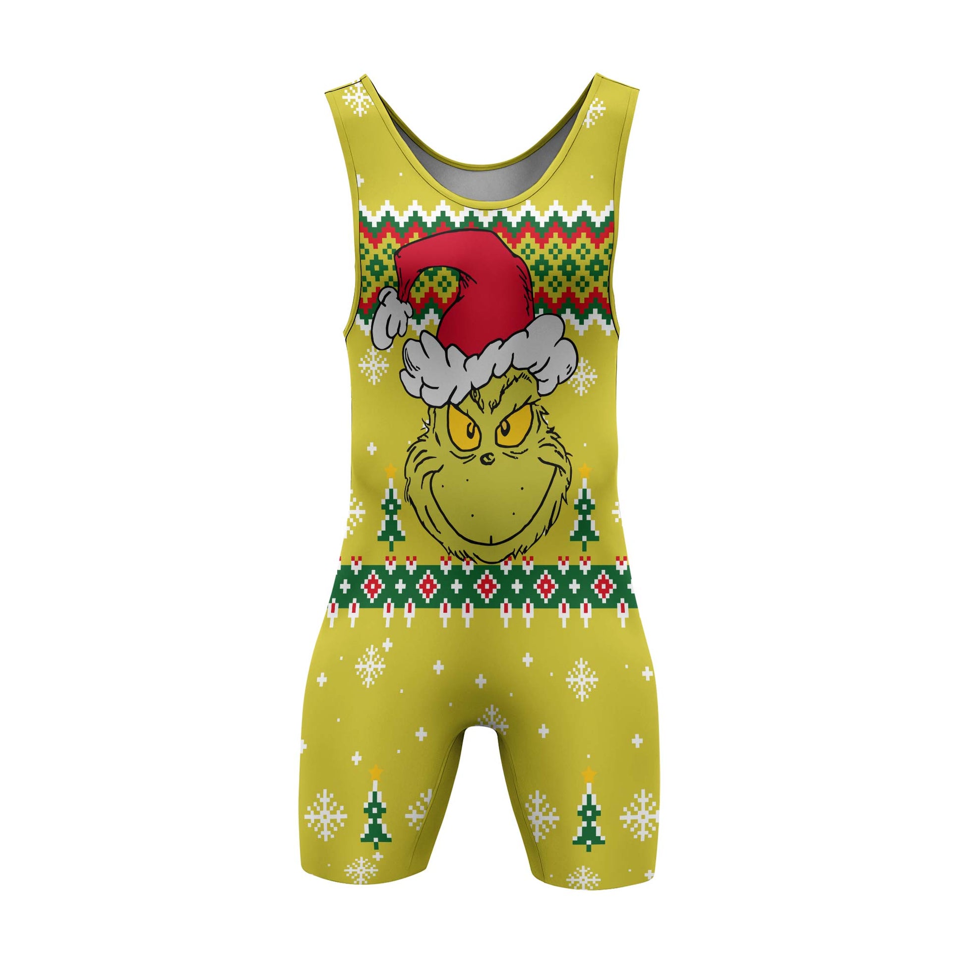 Grinch Santa Festive Wrestling Singlet