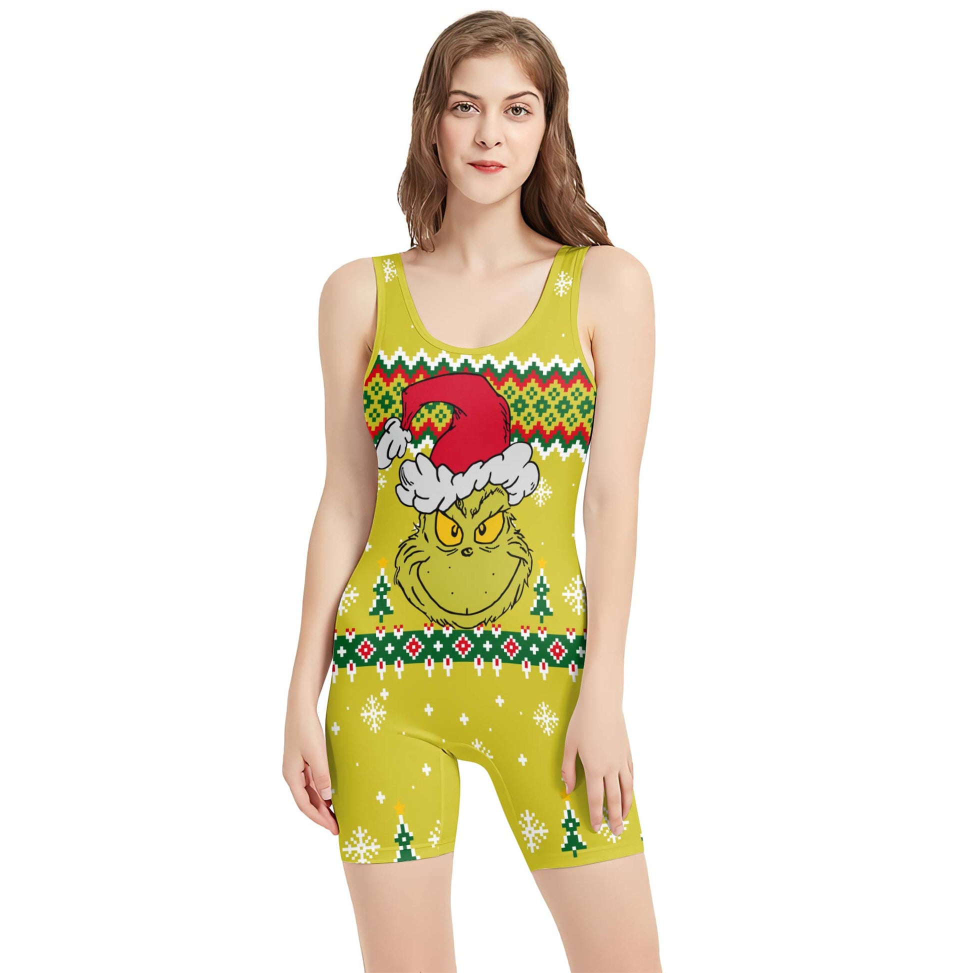 Grinch Santa Festive Wrestling Singlet