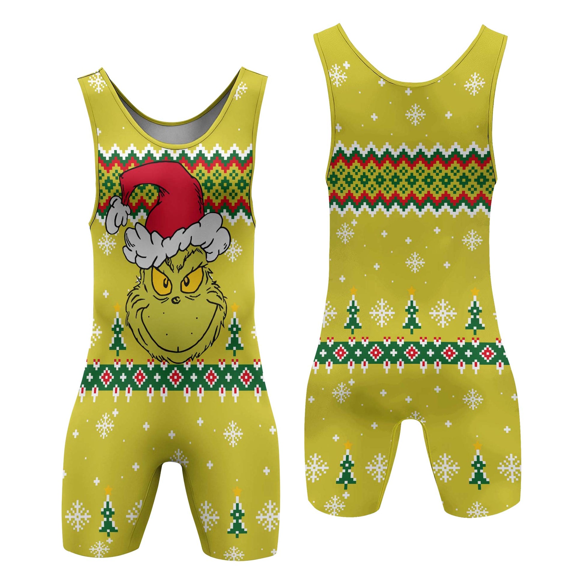 Grinch Santa Festive Wrestling Singlet