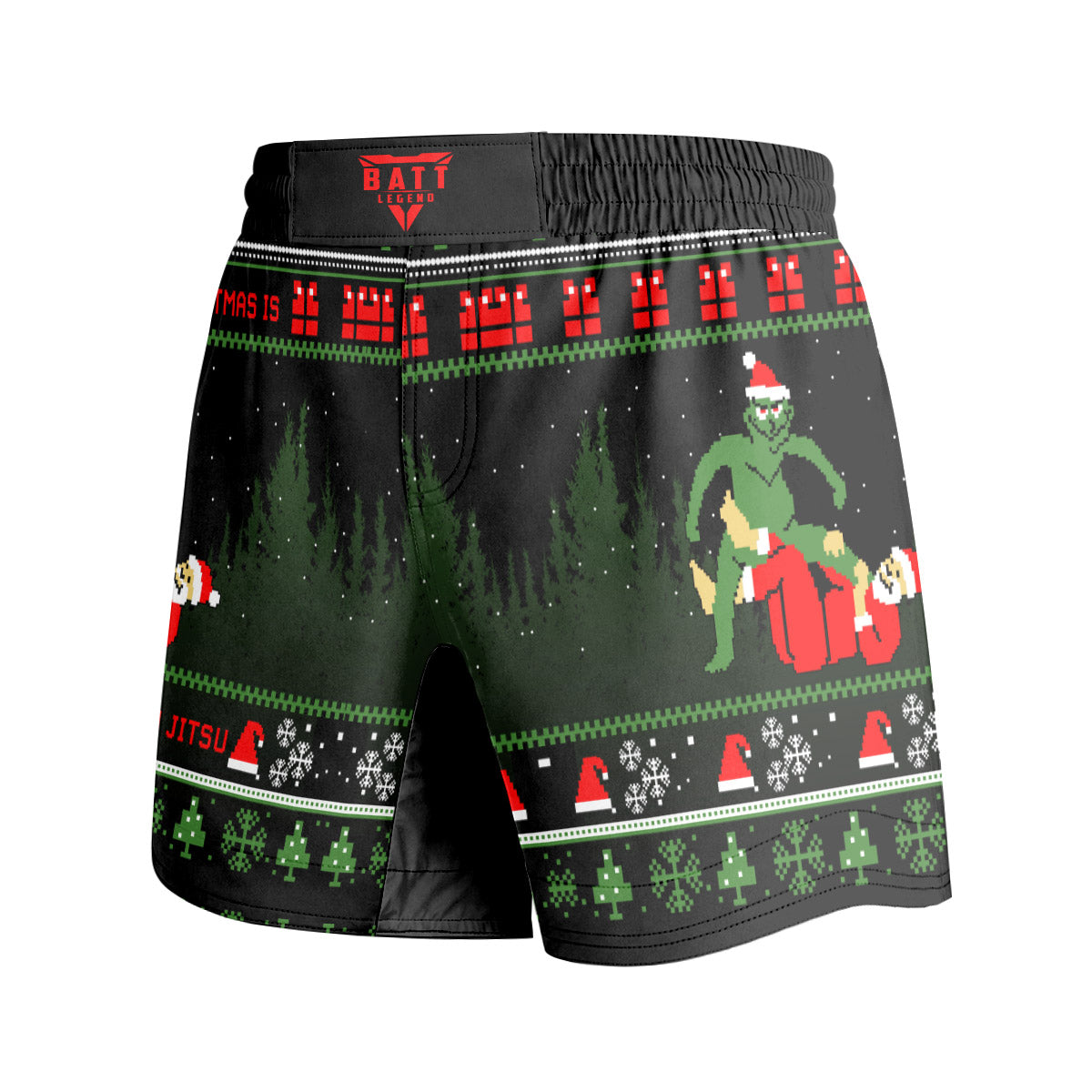 Grinch Santa Festive Grappling Shorts
