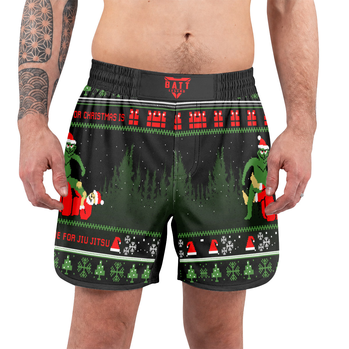 Grinch Santa Festive Grappling Shorts