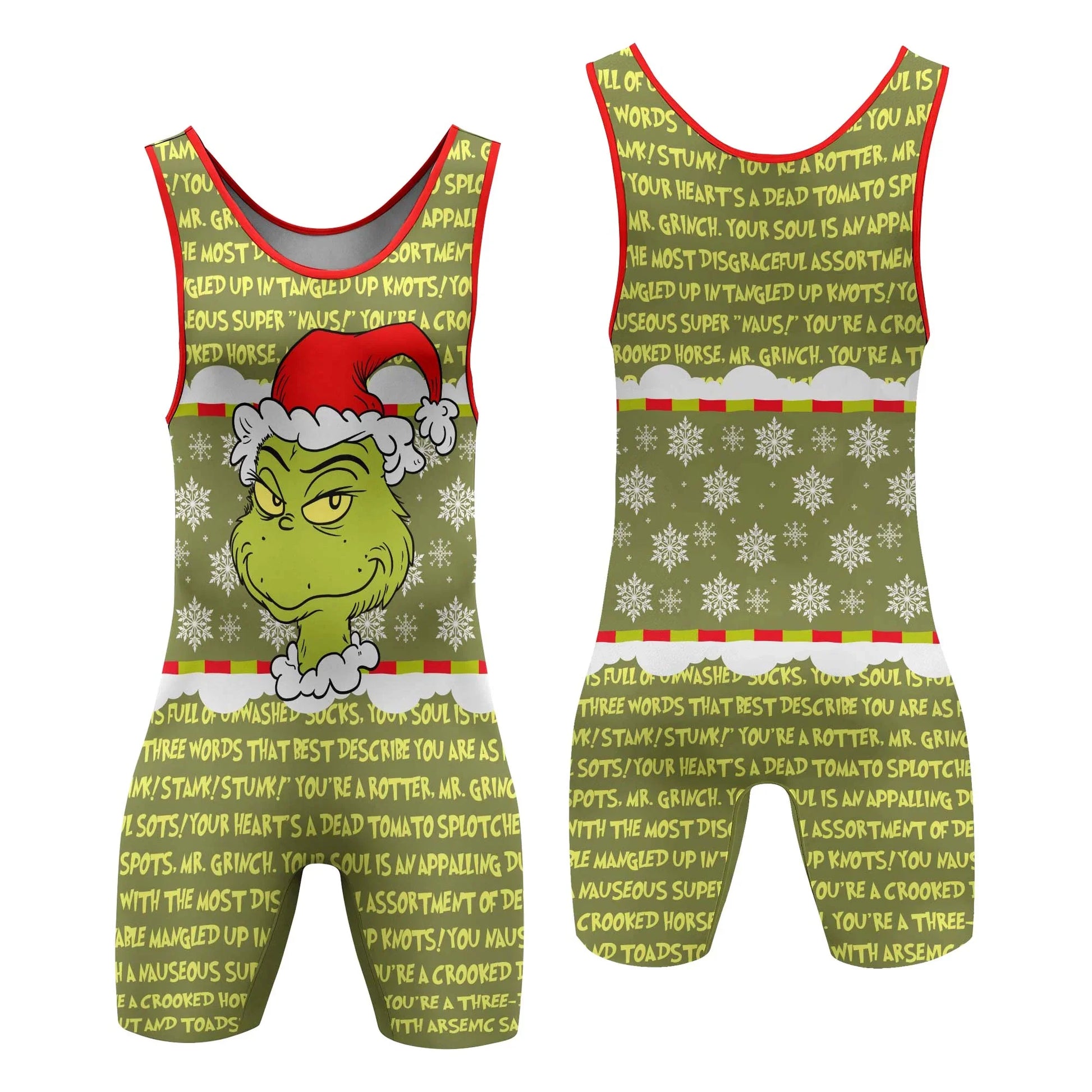 Grinch Xmas Wrestling Singlet