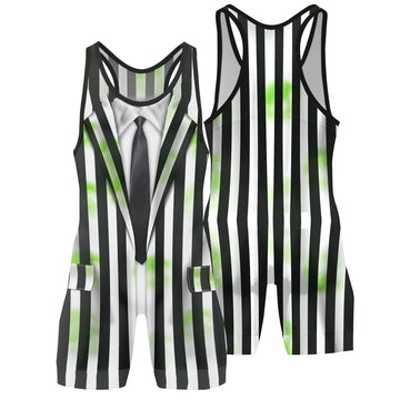 Halloween Beetlejuice Cosplay Wrestling Singlet