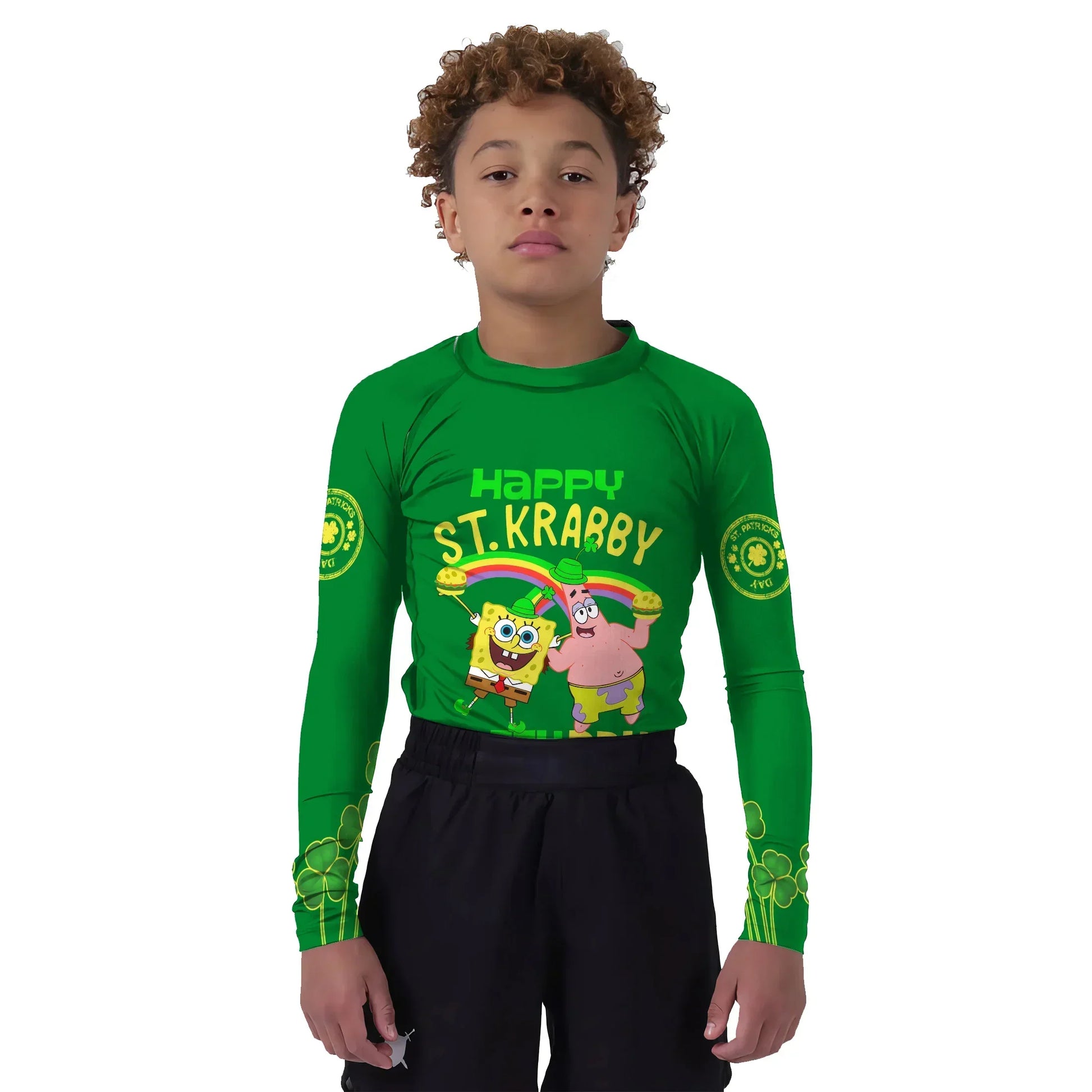 Happy St Krabby Patty Day Kids Rash Guard