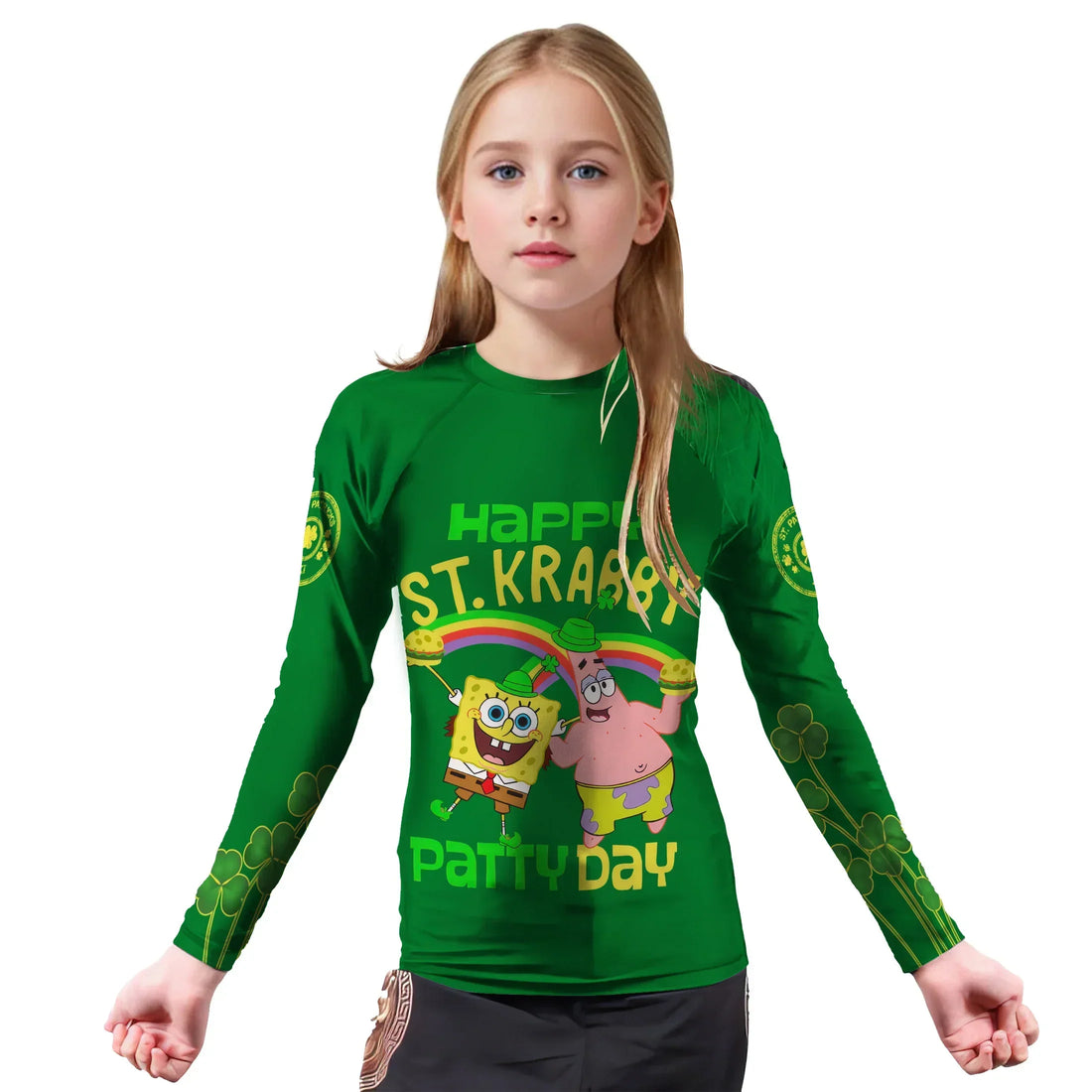 Happy St Krabby Patty Day Kids Rash Guard