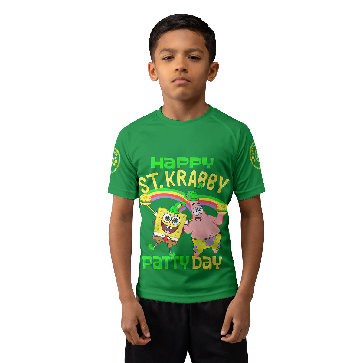 Happy St Krabby Patty Day Kids Rash Guard