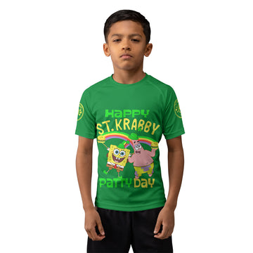 Happy St Krabby Patty Day Kids Rash Guard