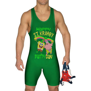 Happy St Krabby Patty Day Wrestling Singlet